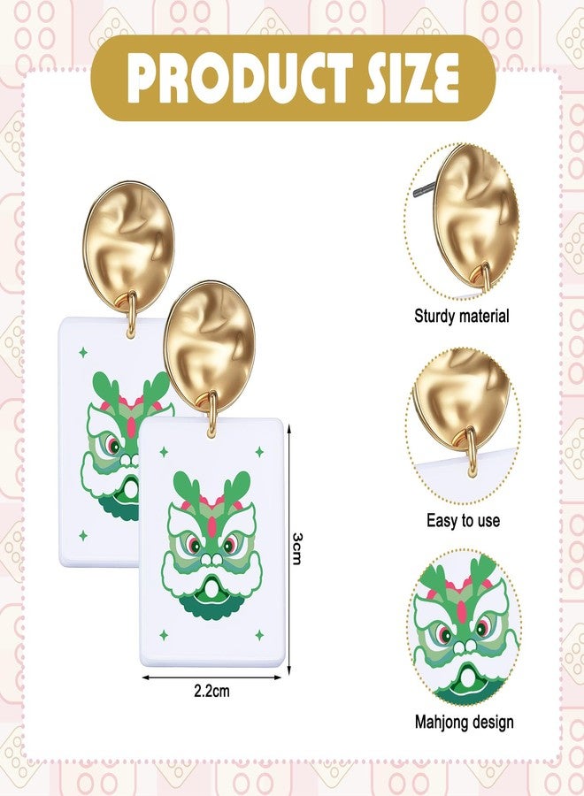 Highergo 16 Pcs Mahjong Earrings Women Acrylic Mahjong Dangle Earrings Funny Geometric Creative Earring for Women Friendship Jewelry Gifts - Image 2